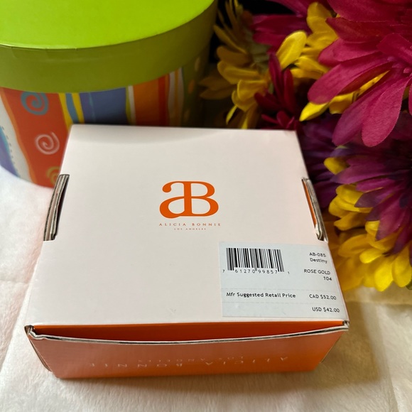 🆕 Alicia Bonnie Los Angeles “Destiny” Rose Gold Stud Earrings w/Box & Dust Bag - Picture 10 of 12